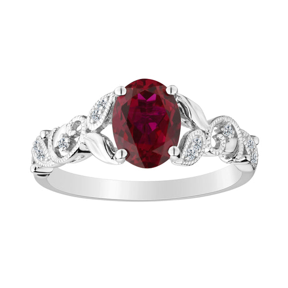 Created Ruby & White Sapphire Ring,  Sterling Silver. Gemstone Rings. Griffin Jewellery Designs