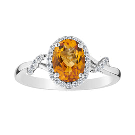 Citrine & Created White Sapphire Ring,  Sterling Silver. Gemstone Rings. Griffin Jewellery Designs