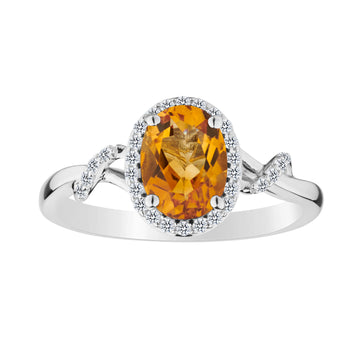 Citrine & Created White Sapphire Ring,  Sterling Silver. Gemstone Rings. Griffin Jewellery Designs