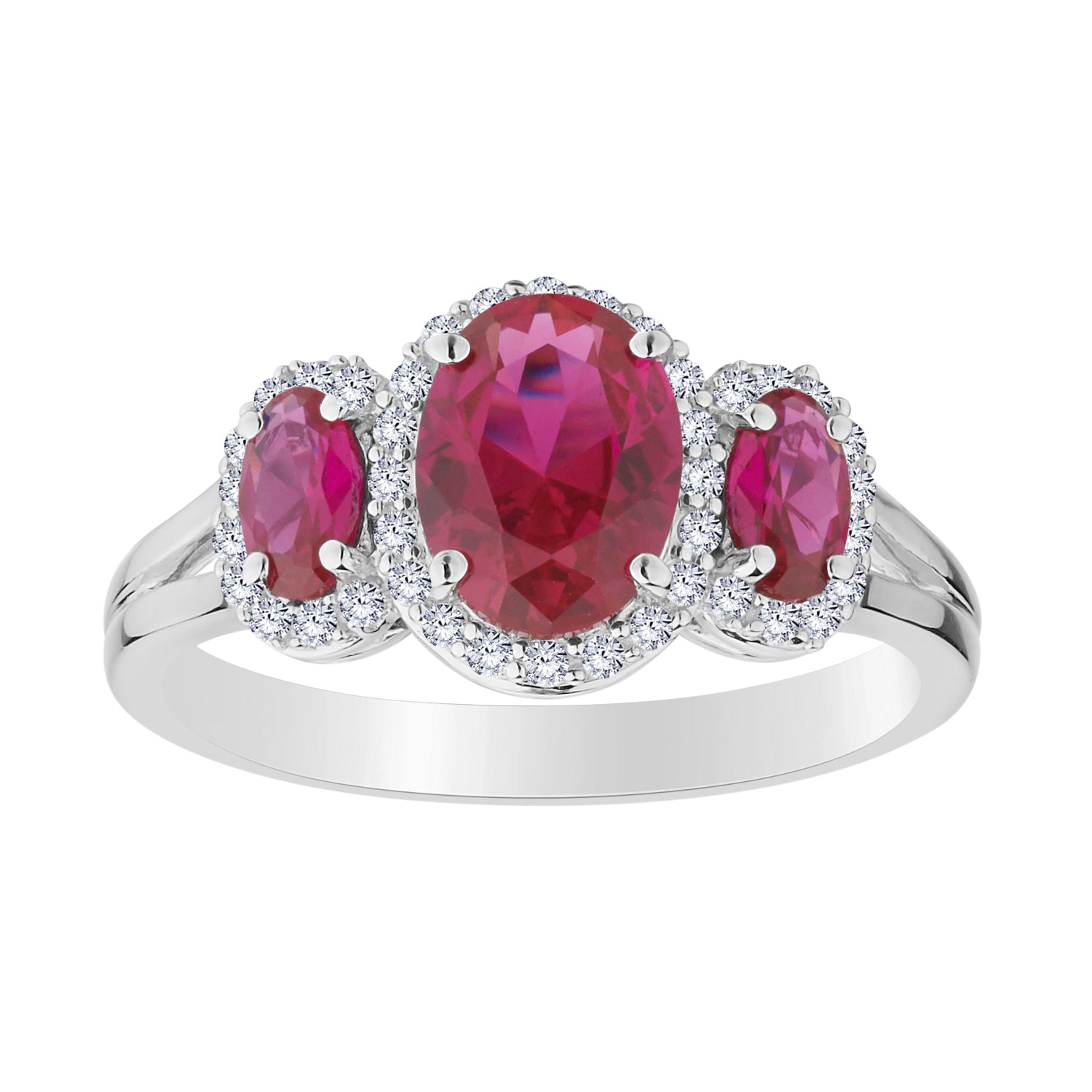 Created Ruby & Created White Sapphire Ring,  Sterling Silver. Gemstone Rings. Griffin Jewellery Designs