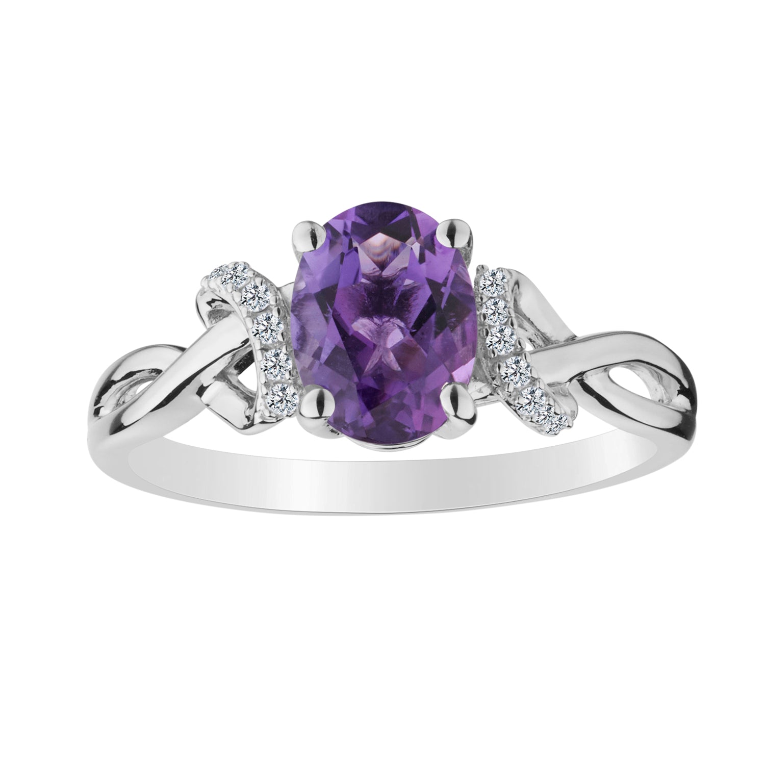 Amethyst & Created White Sapphire Ring,  Sterling Silver. Gemstone Rings. Griffin Jewellery Designs