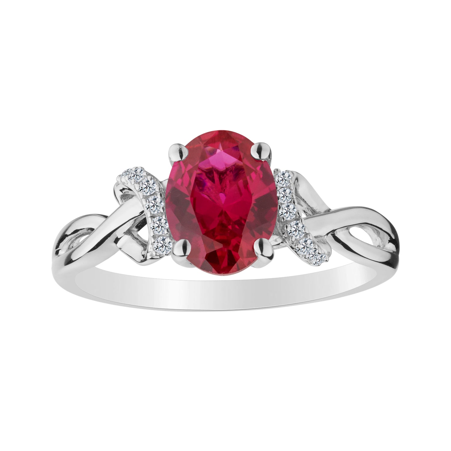 Created Ruby & Created White Sapphire Ring,  Sterling Silver. Gemstone Rings. Griffin Jewellery Designs