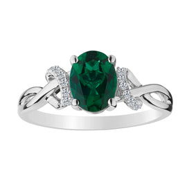 Created Emerald & Created White Sapphire Ring,  Sterling Silver. Gemstone Rings. Griffin Jewellery Designs