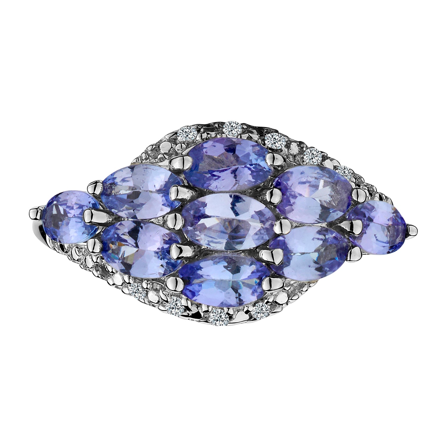 Genuine Tanzanite with White Topaz Ring,  Sterling Silver. Gemstone Rings. Griffin Jewellery Designs