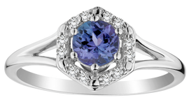 .55 Carat of Genuine Tanzanite & White Zircon Ring, Silver.....................NOW