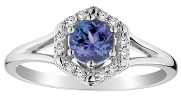 .55 Carat of Genuine Tanzanite & White Zircon Ring, Silver.....................NOW