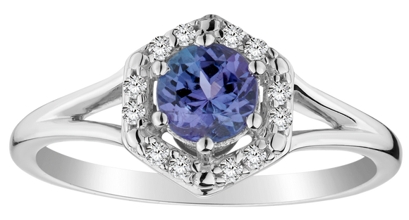 .55 Carat of Genuine Tanzanite & White Zircon Ring, Silver.....................NOW