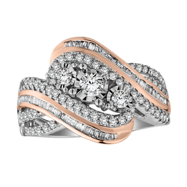 1.00 Carat of Diamonds "Past, Present, Future" Ring,  10kt White & Rose Gold.  Fashion Rings. Griffin Jewellery Designs