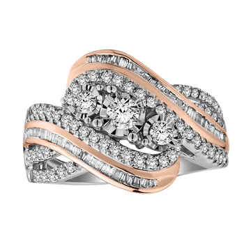 1.00 Carat of Diamonds "Past, Present, Future" Ring,  10kt White & Rose Gold.  Fashion Rings. Griffin Jewellery Designs