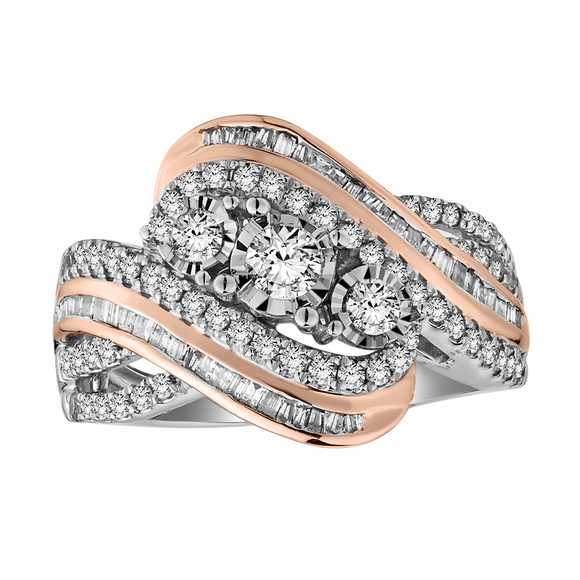1.00 Carat of Diamonds "Past, Present, Future" Ring,  10kt White & Rose Gold.  Fashion Rings. Griffin Jewellery Designs